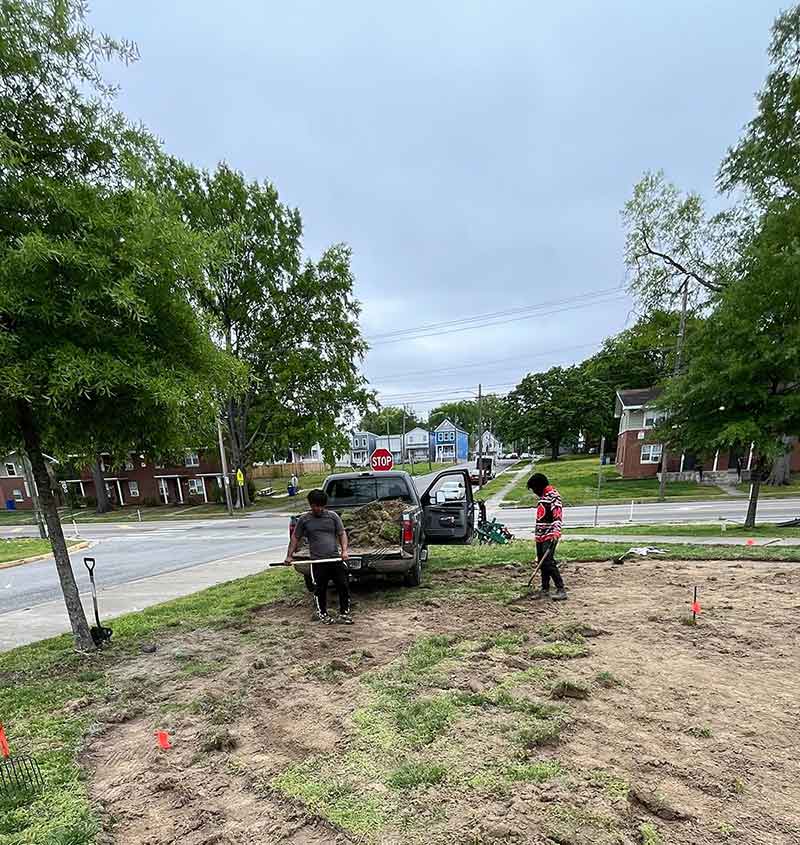 Featured image for “Green Workforce Completes Labyrinth Project at MLK Middle School Community Garden”